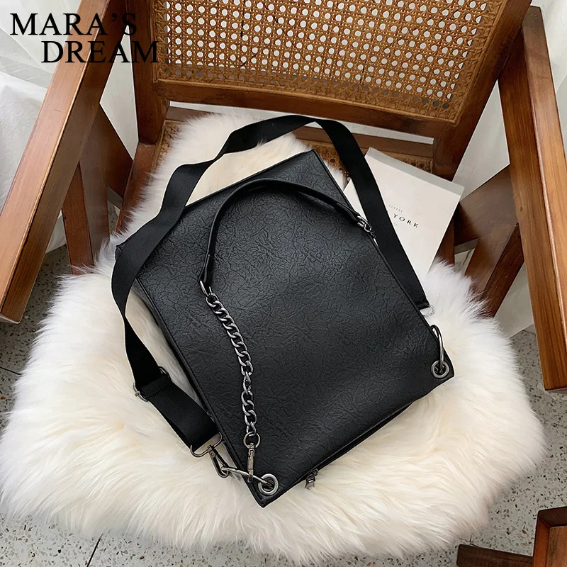 Mara's Dream New Solid Color Female Bag Shoulder Diagonal Chain Bag Black Vertical Square Shoulder Bag