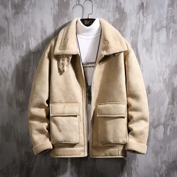 

New Style For Men In Autumn And Winter Solid Turtleneck Heavy Suede Coat Faux Leather Chaqueta Hombre Windbreaker Abrigo 11.21