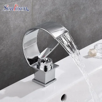 

SenlesenBasin Sink Water Tap Single Lever Single Faucet Mixer Hole Deck Mounted Basin Bathroom Faucet
