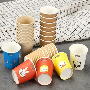 

100pcs 4 oz 100ml small mini disposable coffee cup child party favor beverage cup shopping promotion tasting beer paper cups