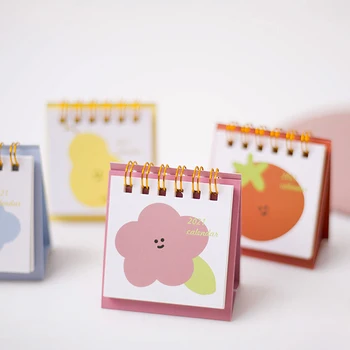 

1 Pcs Cute 2021 Mini Desk Calendar Cartoon Potato Pears Clouds Portable Table Calendar