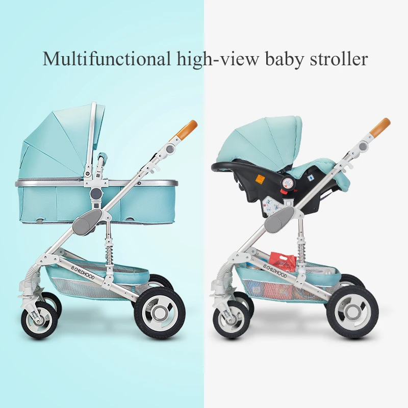Baby Stroller 3 in 1 High Landscape Stroller Reclining Baby Carriage Foldable Bassinet Puchair Newborn