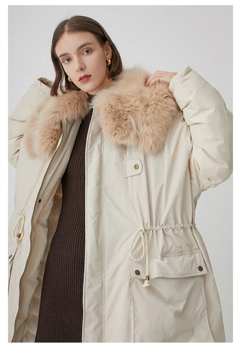 [EAM] Loose Fit Big Size Warm Down Jacket New Fur Hooded Long Sleeve Warm Women Parkas Fashion Tide Autumn Winter 1M600