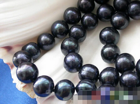 > 3 ряда черный круглый Пресноводный Культивированный жемчуг браслет LAPIS