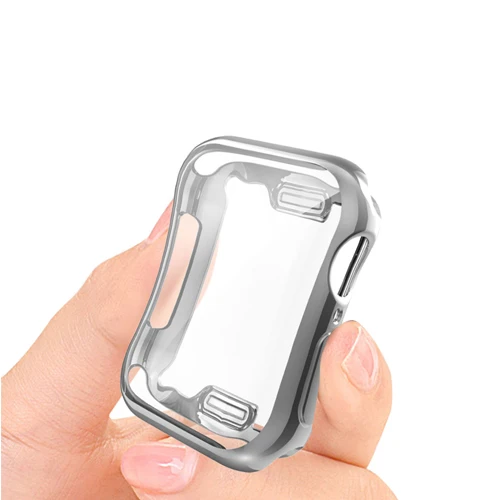 gray Защитный чехол для Apple watch case 44 мм 40 мм Iwatch series 4 Силиконовый мягкий чехол для всех вокруг корпуса ультратонкий гальванический каркас - Цвет: gray