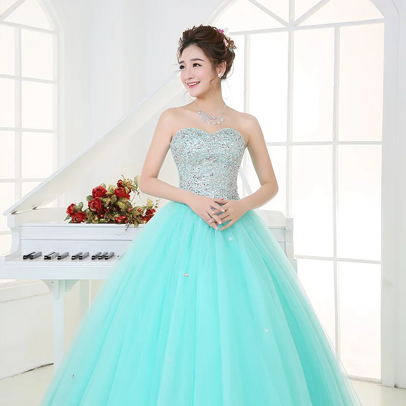 Мятно-зеленые Бальные платья 15 лет, Vestidos De 15 Anos, Украшенные бусинами и кристаллами, со шнуровкой на спине, праздничные платья на день рождения, Vestido de 15 anos