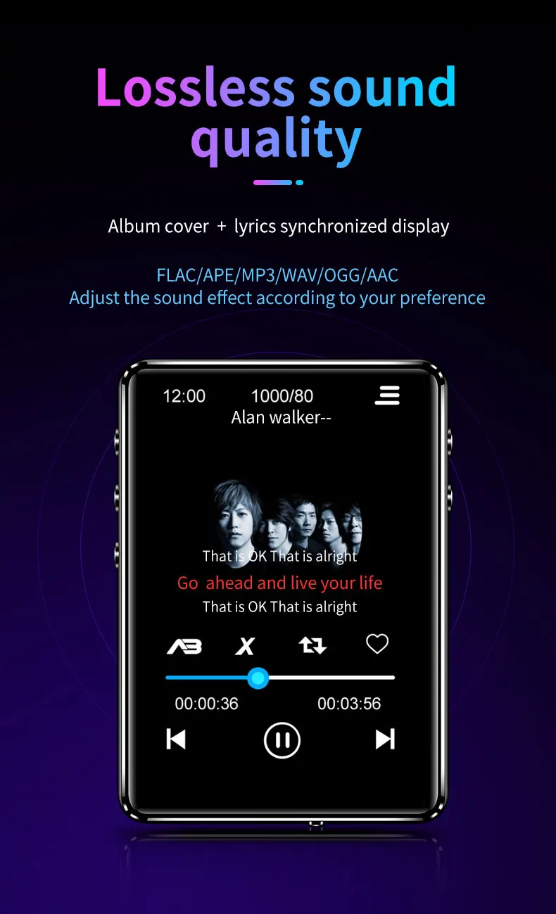 IQQ X62 Bluetooth MP3-плеер Клип полный сенсорный экран, встроенный динамик, HIFI Lossless музыка, fm-радио, чтение электронных книг, воспроизведение видео
