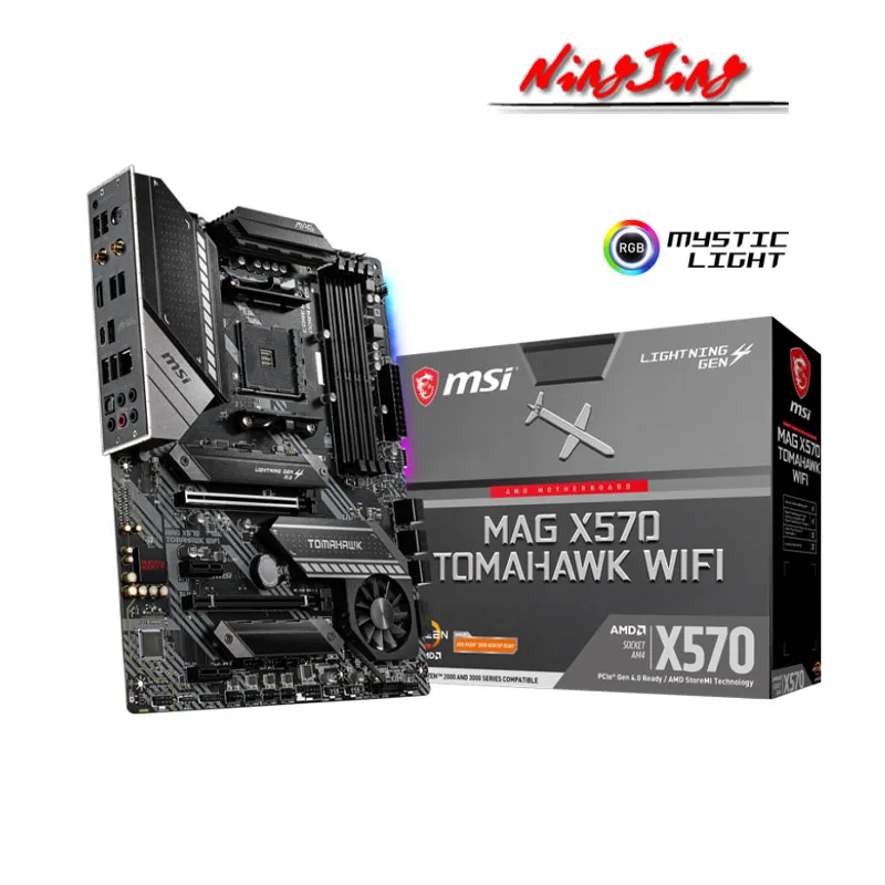 Материнская плата MSI MAG X570 TOMAHAWK Wi-Fi ATX AMD x570 DDR4 4600 (O.C) m.2 SATA USB 3 2 128G 6 разъемов