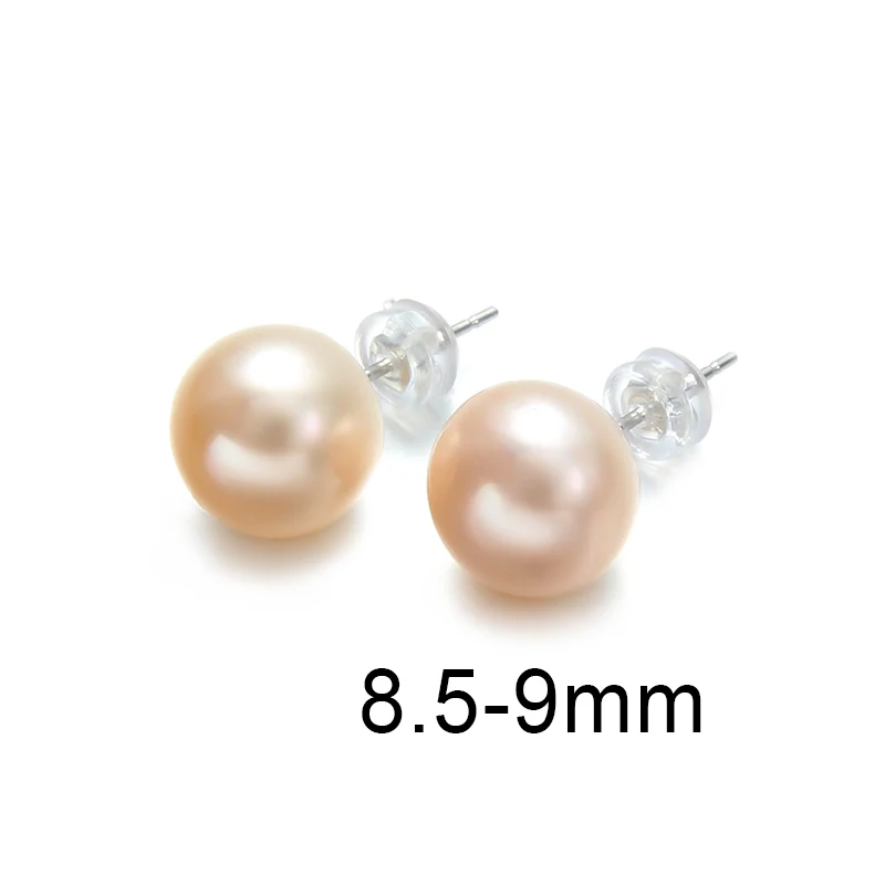 Pink 8.5-9mm Жемчужные серьги, серебро 925, ювелирное изделие, пресноводные жемчужные серьги для женщин, свадебный подарок, жемчужные ювелирные изделия - Цвет камня: Pink 8.5-9mm