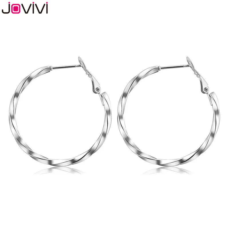 Jovivi Нержавеющая сталь 20G серьги в виде колец, для Для женщин леди большой геометрический полый заявление серьга кольцо подарки Панк уха ювелирные изделия