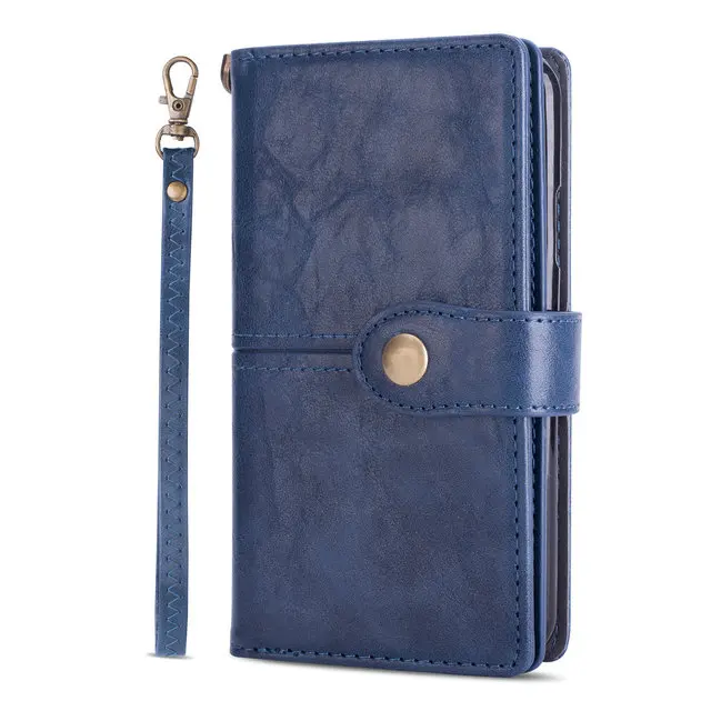 Многофункциональный кошелек Etui для Coque samsung Note 10 Plus чехол S10 5G S10e S9 S8 Plus Note9 флип для samsung Galaxy Note 10 чехол - Цвет: Синий