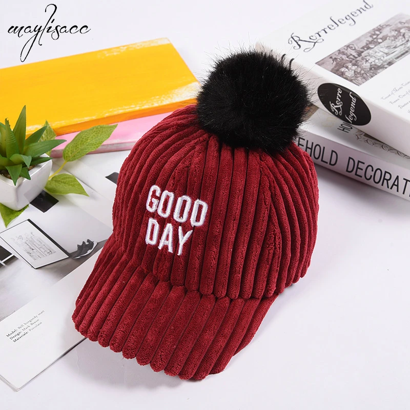 Maylisacc 6 Color Autumn Winter Peaked Hat Flat Hat Children's Hats for Boys and Girls Warm Shading Baseball Cap Corduroy Hat
