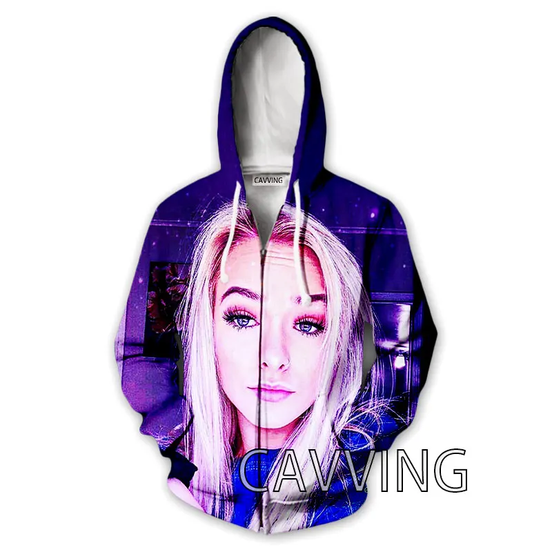 Cavving 3D Print Zoe Lavali Zipper Hoodies Zip Up Felpa Con Cappuccio Harajuku Felpa Con Cappuccio Hip Hop Per Uomo/Donna