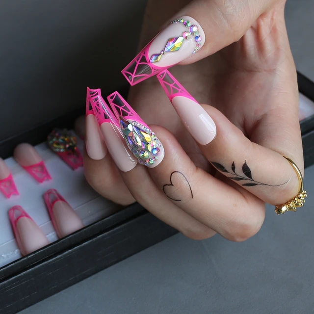 LV design inspired Long fake nails - Buy Press-on Nails online