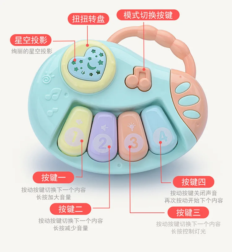 Infant Music Rattle Music Drum Newborns Projection Story Machine Toy Early Childhood Educational 0-3 Years Old Baby