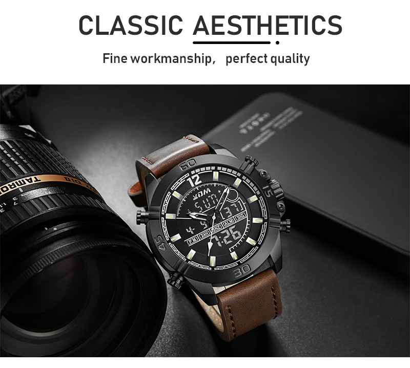 Relogio masculino двойной кварцевый цифровой дисплей reloj hombre удобный кожаный ремешок erkek kol saati чехол из сплава orologio uomo