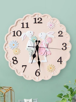 

Cute Cartoon Wall Clock Silent Creative Art Children Pink Wall Clock Bedroom Quartz Reloj Pared Home Decoration AA50WC