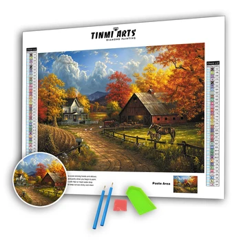 

5D Diamond Painting Canvas Autumn Maple Leaves Full Round Drill Landscape Mosaic Cross Stitch Crystal Embroidery Kits Wall Art