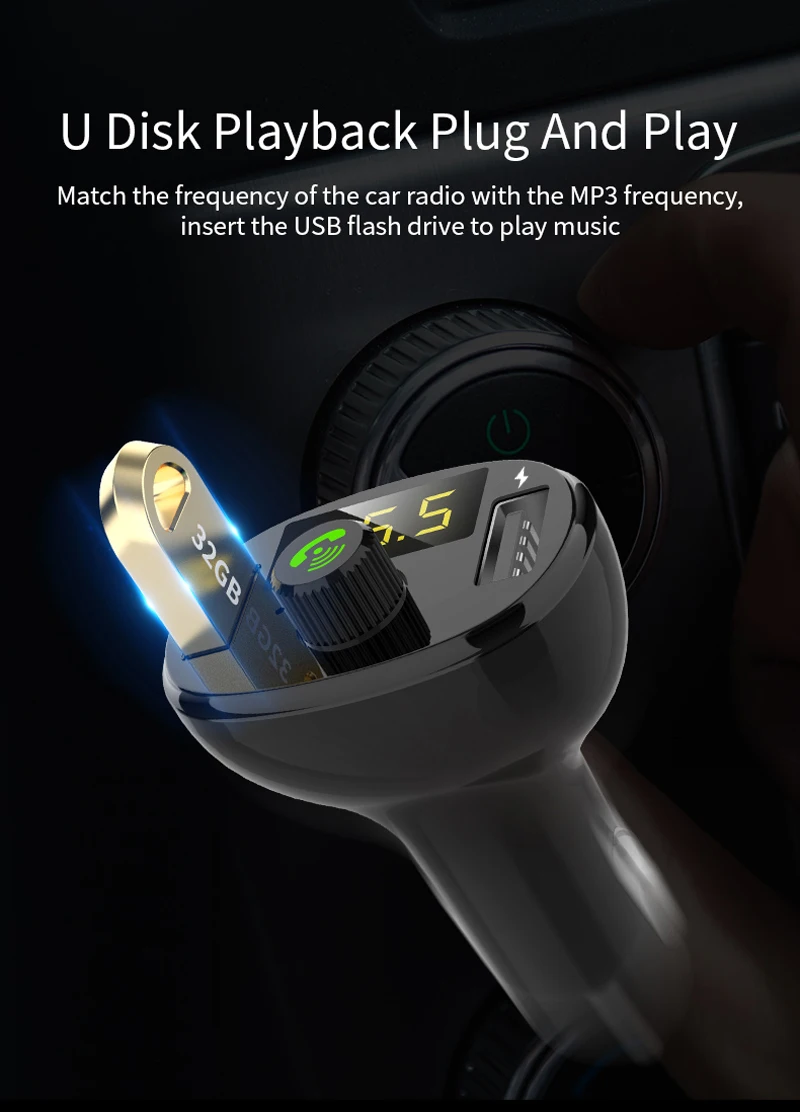 Автомобильный Mp3 FM модулятор передатчик Bluetooth автомобильный комплект авто радио Музыкальный плеер беспроводной Bluetooth громкой связи быстрое USB зарядное устройство