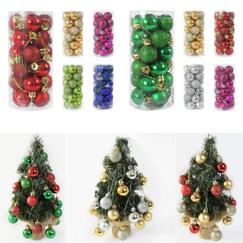 

24pcs 3cm Gold Silver Glitter Christmas Balls Christmas Tree Hanging Ornament New Year Xmas Party Home Decor Supplies Kids Gifts