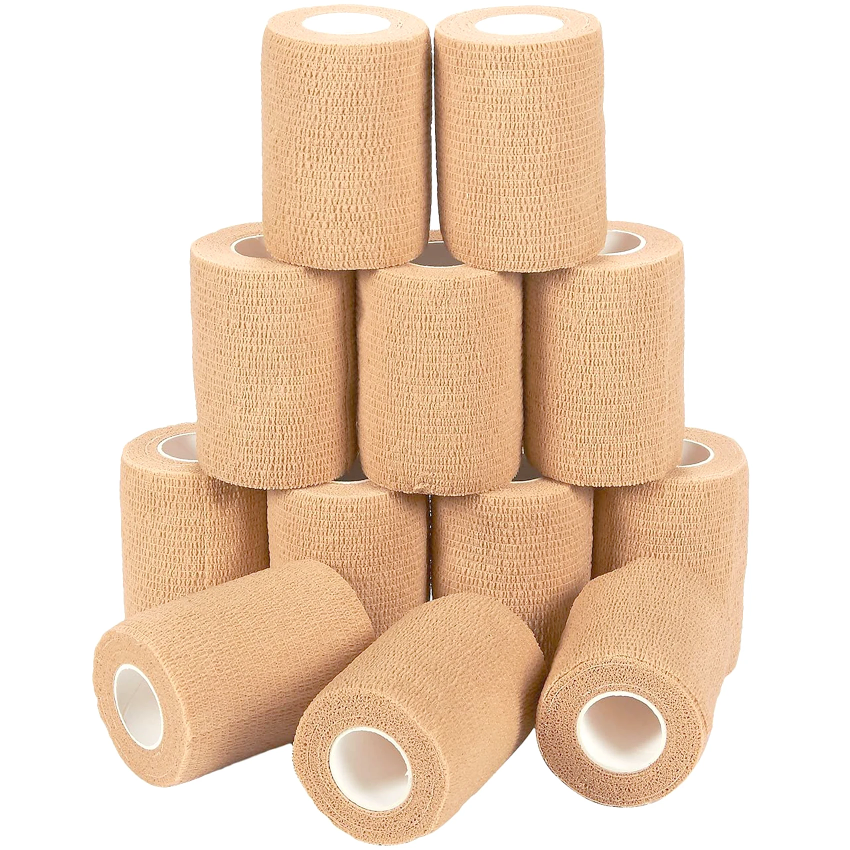 

12 Rolls Non Woven Self Adhesive Bandage Wrap Breathable Self Adherent Wrap for Pets - Athletic Elastic Cohesive Bandage 3 Inch