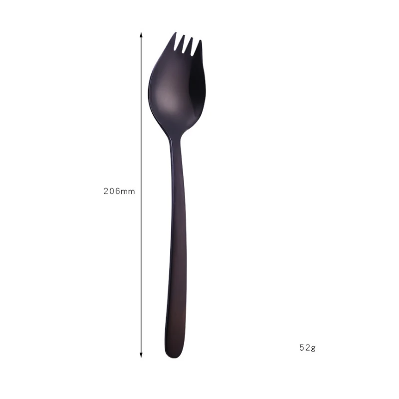 Cathylin Spork 304 нержавеющая сталь многоразовые походные столовые приборы красочные фруктовый салат десертная ложка Металл Титан OT19050 - Цвет: Coarse-Black-3