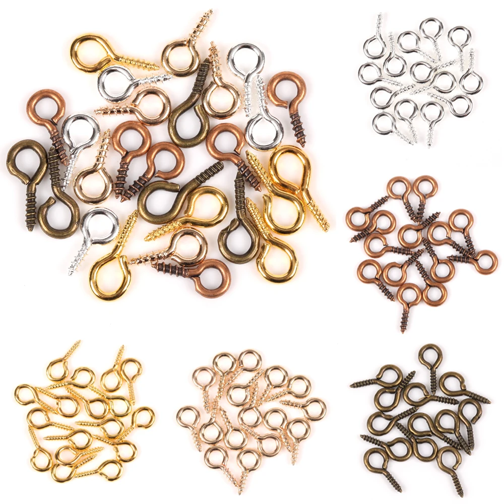 200pcs 4x8mm Eye Pins And Small Eye Hooks Set For Jewelry Making