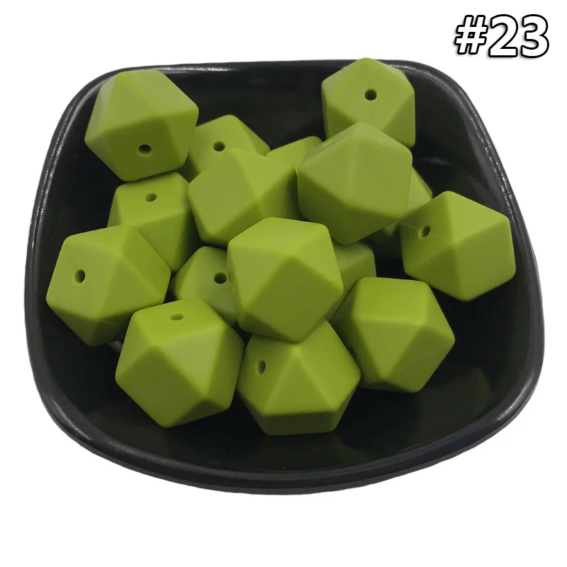 50PCS Beads 23 50Pcs Silicone Beads 14mm Hexagon Beads Food Grade Silicone Teething Colorful DIY Pacifier Clip Tiny Rod Baby Teether Toys Gift - Цвет: 50PCS Beads 23
