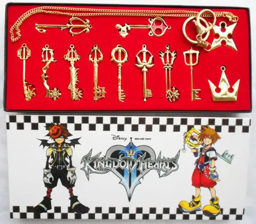 Gold Kingdom Hearts 2 II брелок Подвеска Ожерелье Набор коробка 12 шт коллекция оружия - Цвет: Gold