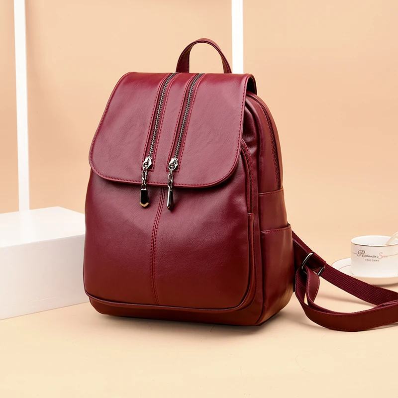 Модный вместительный рюкзак на двойной молнии школьная сумка кожаные ранцы для