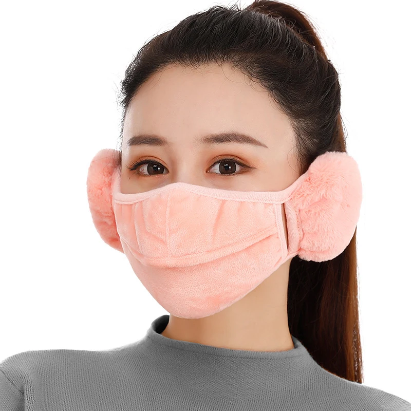 light pink Новая теплая дышащая удлиненная маска для рта защита ушей маска PM2.5 защита фильтра для велоспорта Ветрозащитная маска для лица с защитой от пыли - Цвет: light pink