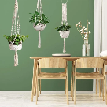 

LIXF Macrame Plant Hanger [4 Pack] Indoor Outdoor Hanging Plant Pots Cotton Rope, Elegant for Home, Patio, Garden
