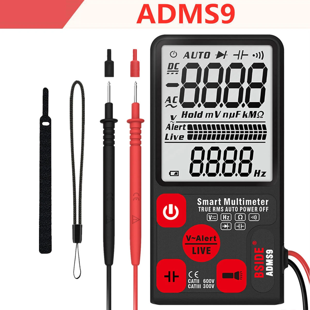 ADMS9 ADMS9 Цифровой мультиметр 3,5 ЖК-дисплей 3 он-лайн Дисплей 9999 отсчетов TRMS Авто Диапазон Напряжение постоянной ёмкости, универсальный конденсатор сопротивления диода - Цвет: ADMS9