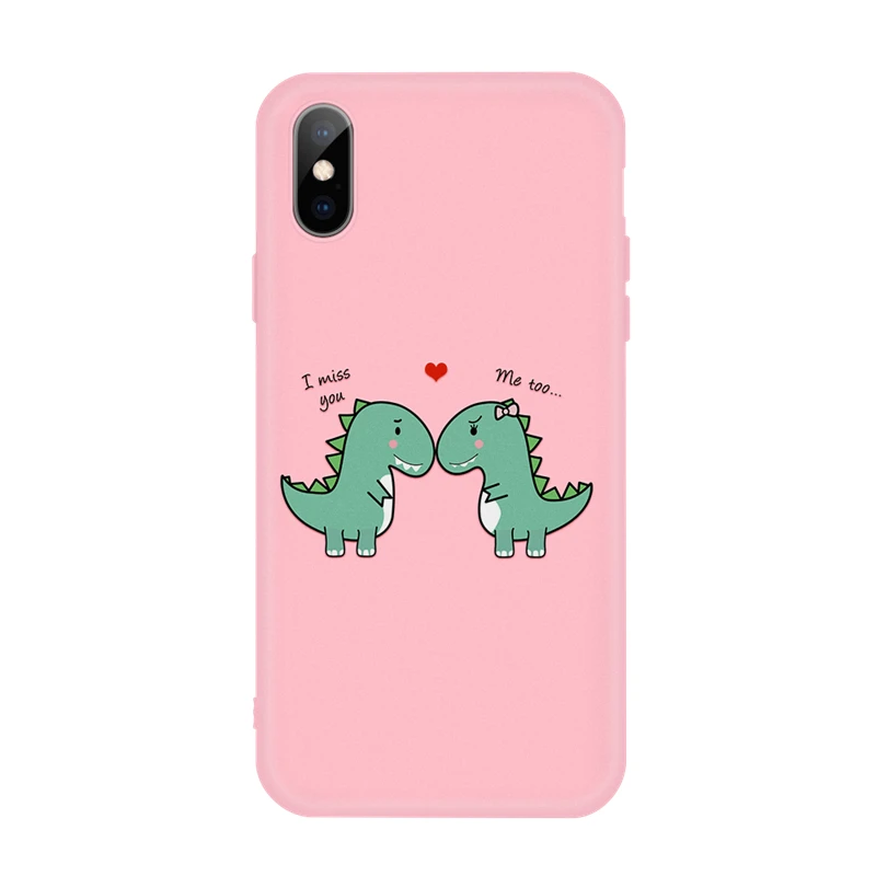 11 Карамельный цвет узорчатый чехол для iPhone 11 Pro XS Max X 5 5S SE 6s 6 S 7 8 плюс кактус с принтом динозавр Чехлы Мягкие силиконовые крышки - Цвет: 11