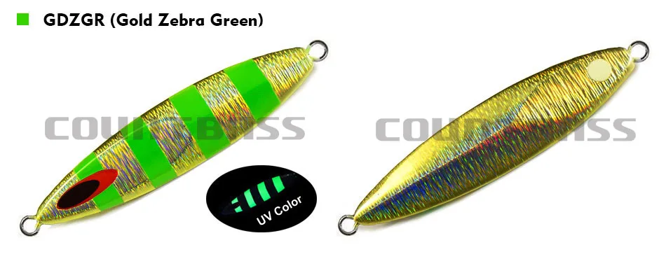1pc COUNTBASS 80g 2.8oz Jigging Lures, Willow Slow Jigs, Saltwater Metal Lead Fishing Lures UV Colors available - Цвет: 20 GDZGR