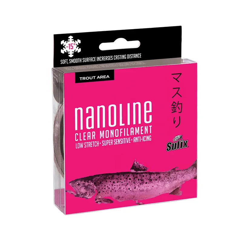Fishing line Sufix nanoline trout transparent 150 m 0 16mm 2 5 kg Gelta Rapala Shimano soft smooth silent passage through rings reel high abrasion