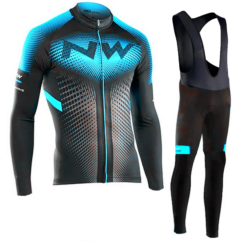 NW traje de babero de manga larga de primavera traje de secado rapido ropa de bicicleta gel masculino - Цвет: Long sleeve suit