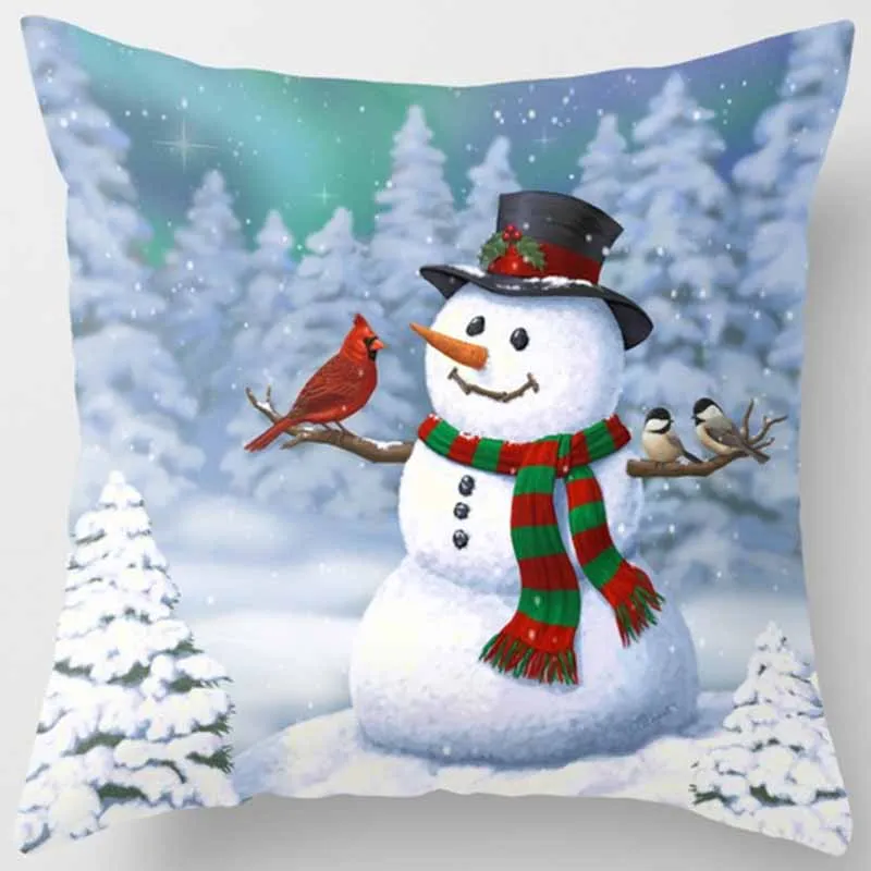 Снеговик на Рождество деревья олень Наволочка Две стороны наволочки для подушек с принтом Обложка Квадратные наволочки для подушек размер 45*45 см - Цвет: 5