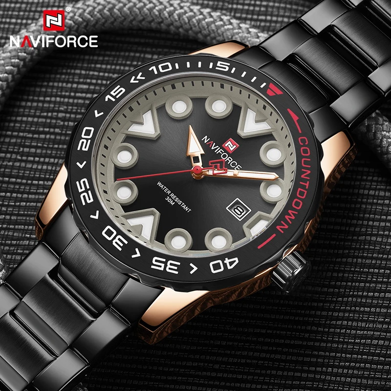 NAVIFORCE Мужские часы Роскошные Бизнес Мужские Военные Спортивные кварцевые наручные часы светящиеся водонепроницаемые Креативные Часы Relogio Masculino