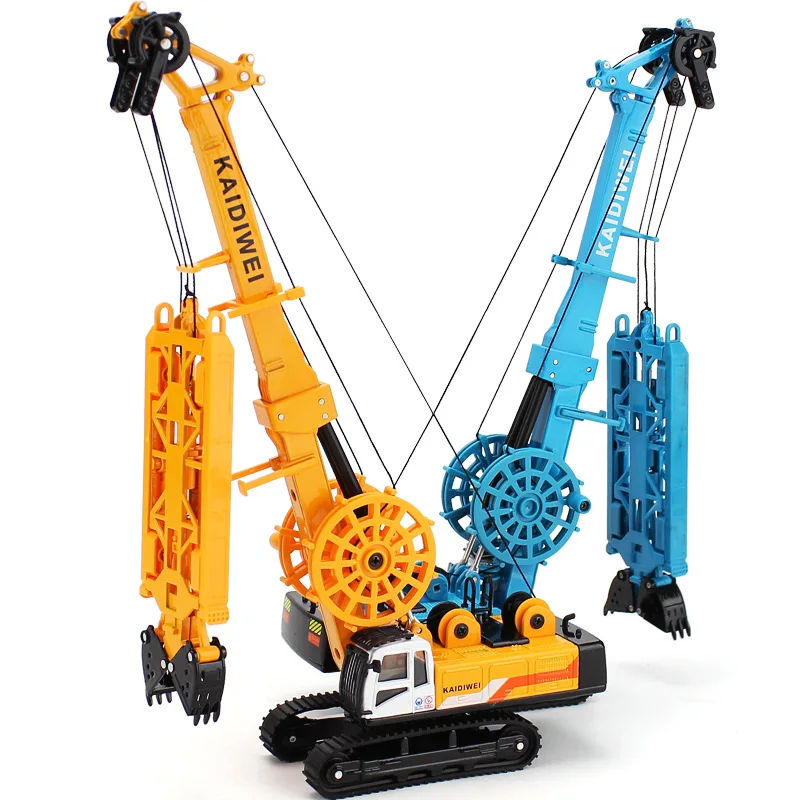 Special engineering crane Oil well exploration record truck Rare truck models 360 turn round trenching machine alloy car model