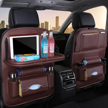 

Car seat storage bag hanging bag car seat child back row leather storage bag folding table decoration