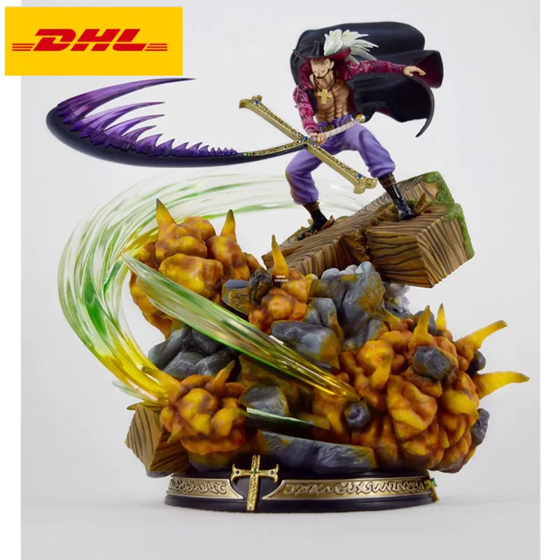 20" One Piece Statue Seven Warlords Of The Sea Bust Dracule Mihawk Full-Length Portrait LED GK Action Figure Toy BOX 51CM V357