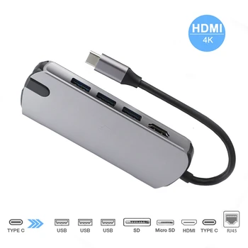 

8 in 1 Multi USB Type C Hub 3.0 to USB HdMI Hub Adapter Splitter Port TF SD Card Reader for Macbook Pro&Most Laptops