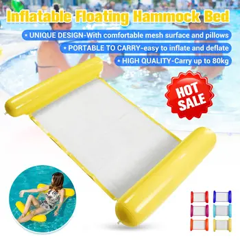 

Foldable Inflatable Floating Water Hammock Backrest Row Pool Lounge Bed Swimming Chair Beach Net Hammock