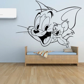 

Tom Cat Wall Decal Kids Room Baby Bedroom Cartoon Vinyl Wall Stickers Art Nursery Decoration And Jerry Mouse Laugh Mural 1447