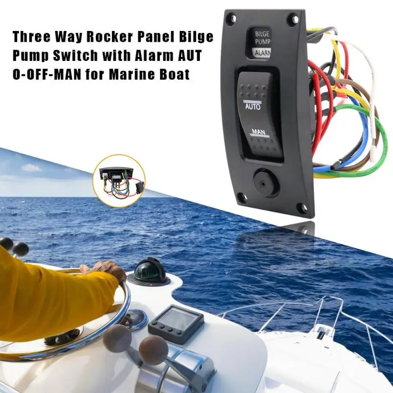 12V 3 Way морской водоотливный помпа кулисный переключатель+ Сигнализация Панель происходит автоматическое отключение с рисунком человека-IP66