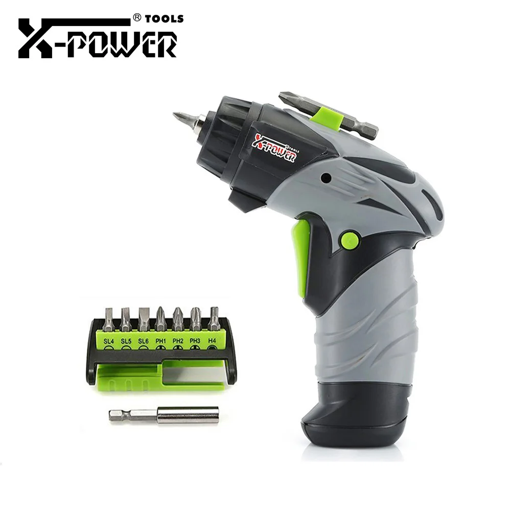 X power 6V Mini Electric Screwdriver Set Dry Cell Battery Screw Gun LED