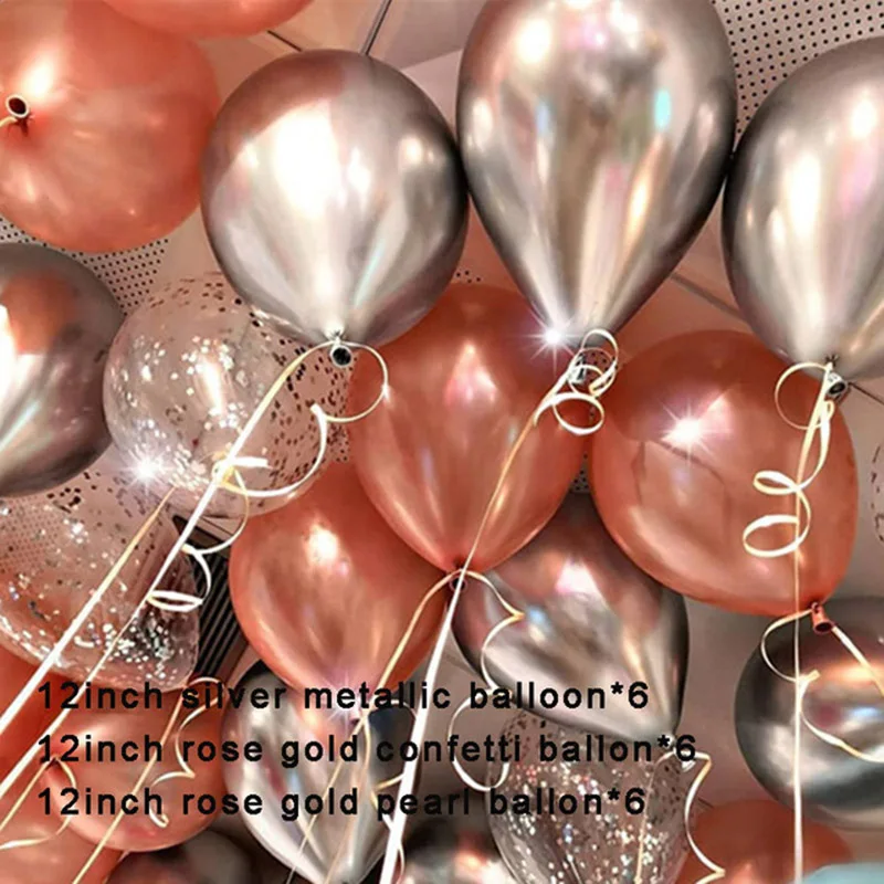 rose gold silver 20 шт. 12 дюймов латексные металлические шары смешанные с днем рождения украшения для детей и взрослых свадебные принадлежности гелиевый газ для балона - Цвет: rose gold silver