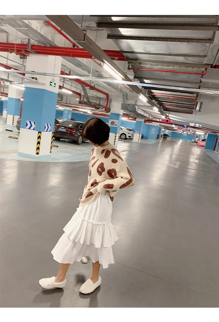 Customizable Spring New Style High-waisted Cake Dress Women's Mid-length Flounced Pleated Skirt F5732
