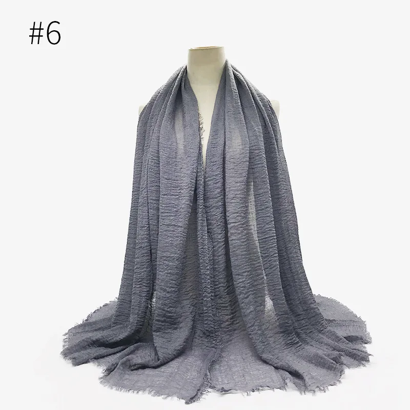 AliExpress бархатный однотонный шарф из хлопка с разрезом и складками, мусульманская женская шаль с закрытым носком